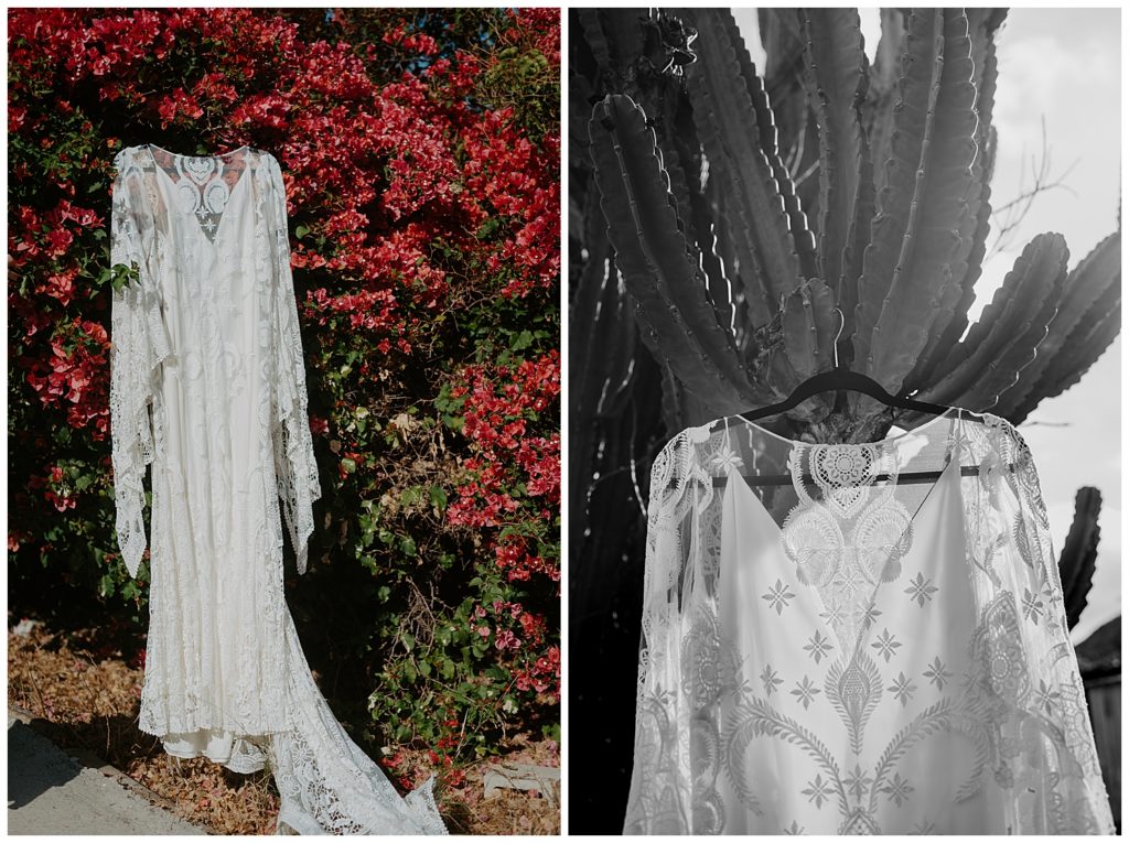 intimate backyard winter wedding - san diego wedding photographer - lace boho wedding dress