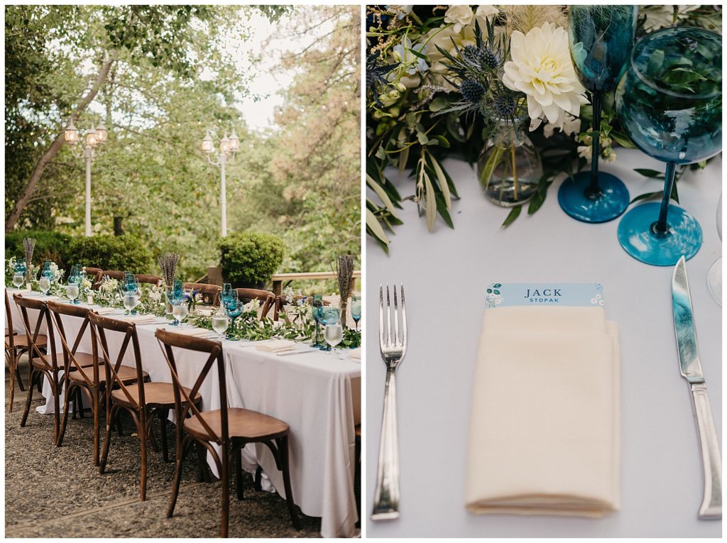 outdoor wedding reception table decor tablescape