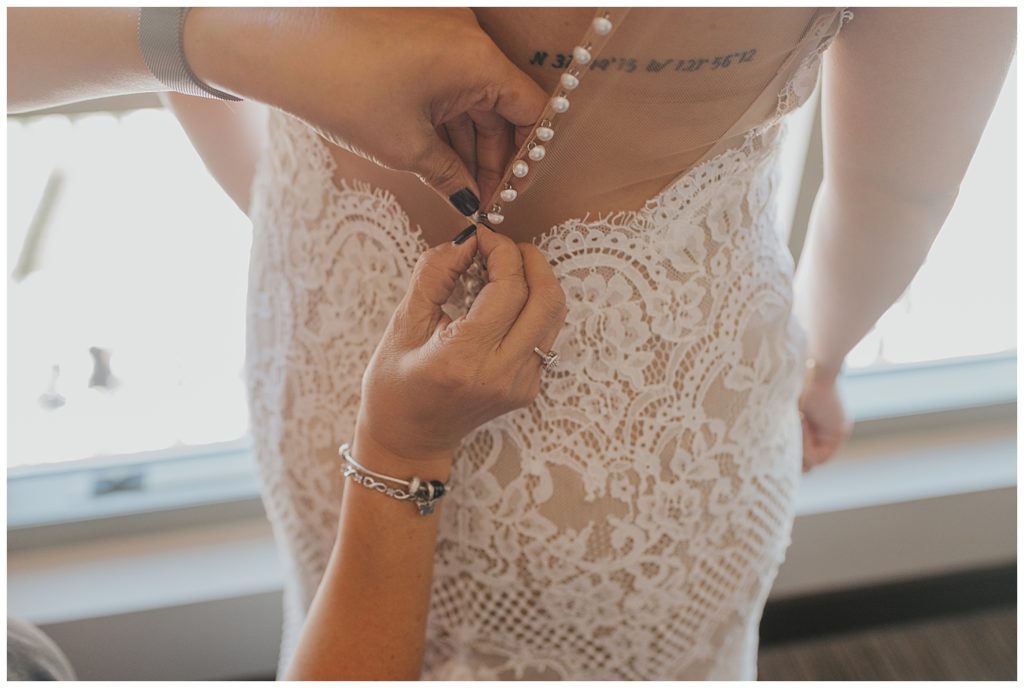 lace wedding dress - bride getting ready photos