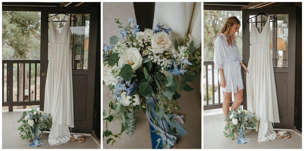 bride getting ready photos - bouquet - blue and white bouquet