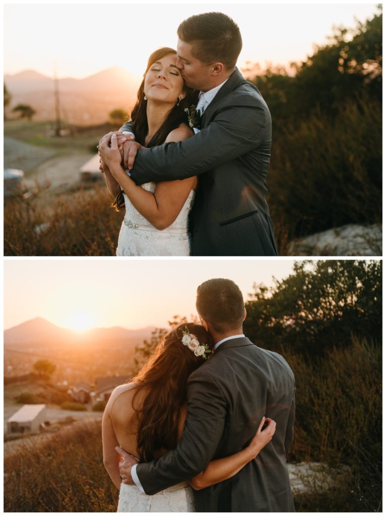 San Diego backyard wedding - San Diego California wedding photographer - bride and groom golden hour photos
