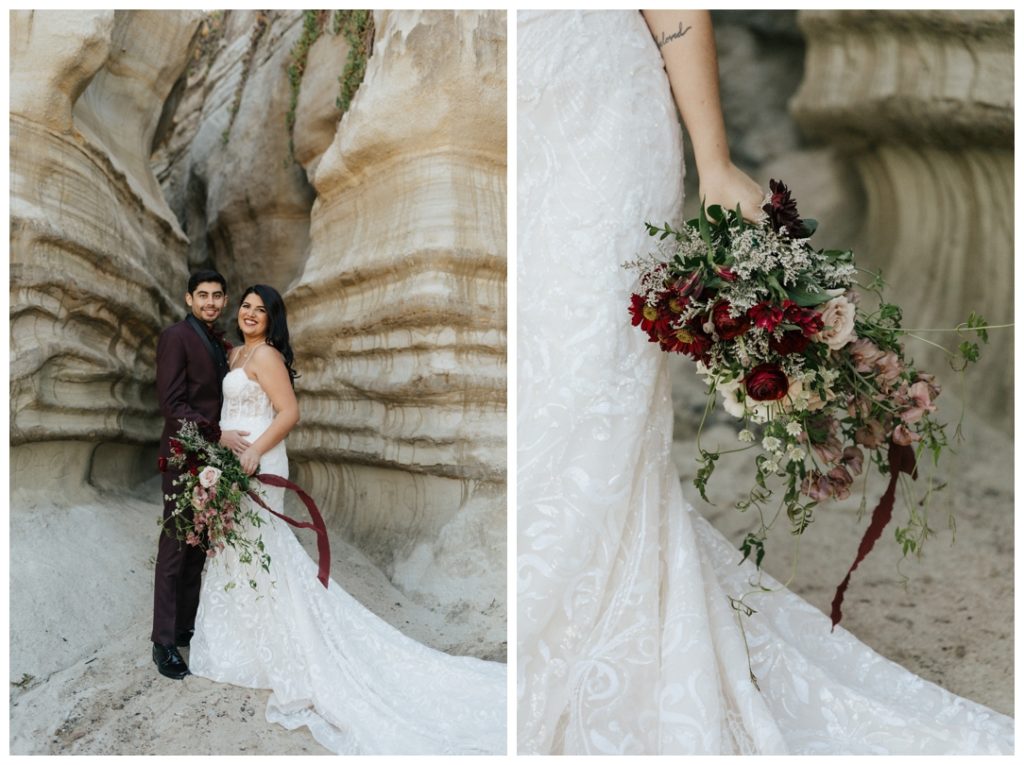 first look wedding photos - bride and groom outdoor portraits