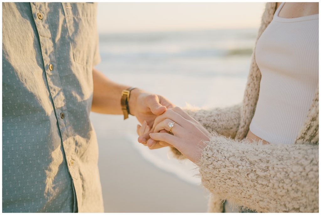 oval and gold engagement ring - golden hour engagement photos