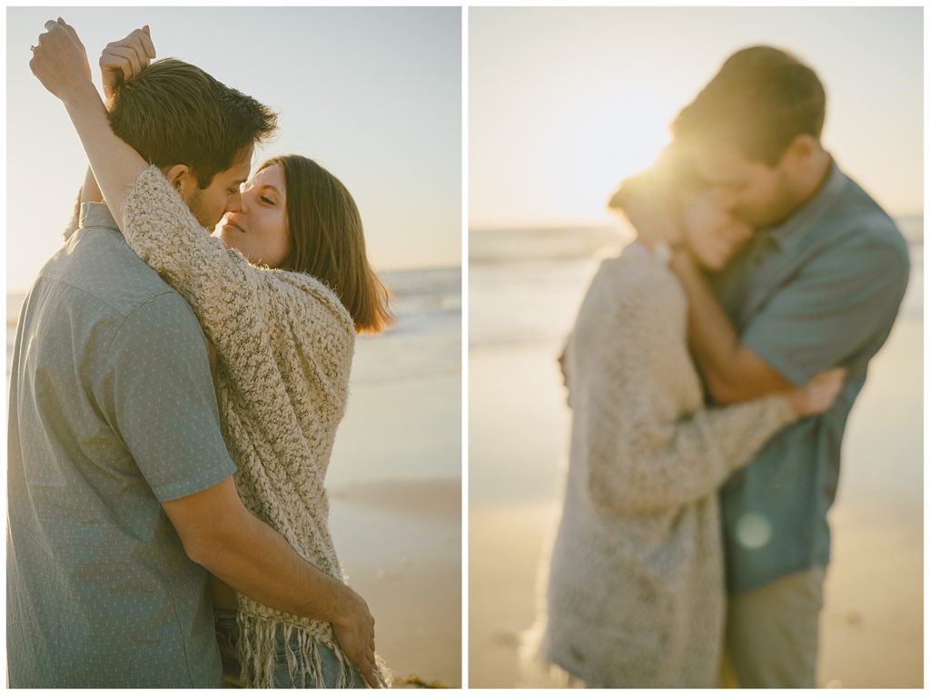 park and beach outdoor engagement session - san diego wedding and lifestyle photographer - golden hour couple's photos side by side