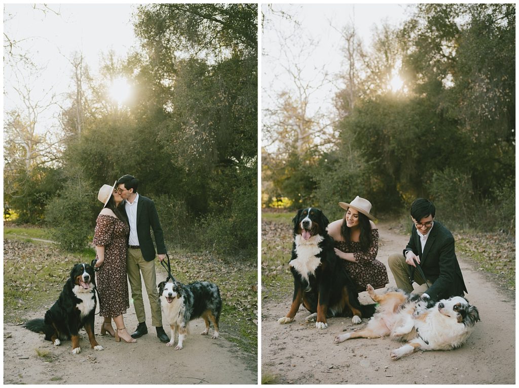 outdoor engagement session photos - park engagement pictures - san diego wedding photographer - couples session with dogs - engagement session with dogs