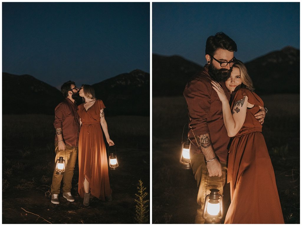 iron mountain engagement session outdoor engagement photos - nature engagement session - adventure engagement session - mountain engagement photos - san diego engagement photographer - socal engagement photographer - san diego wedding photographer - nighttime engagement photos